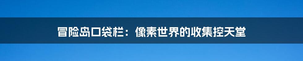冒险岛口袋栏:像素世界的收集控天堂