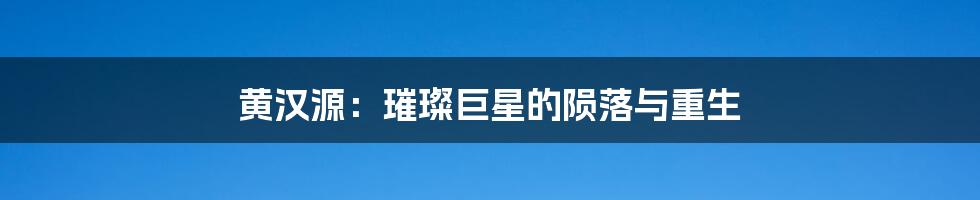 黄汉源:璀璨巨星的陨落与重生