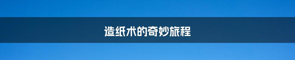 造纸术的奇妙旅程