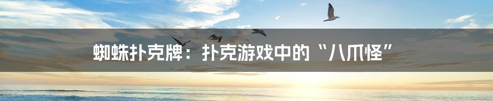 蜘蛛扑克牌：扑克游戏中的“八爪怪”