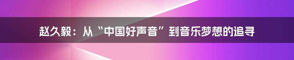 赵久毅:从“中国好声音”到音乐梦想的追寻