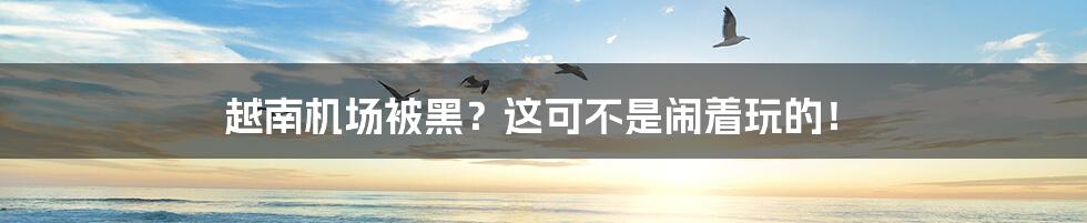越南机场被黑?这可不是闹着玩的!