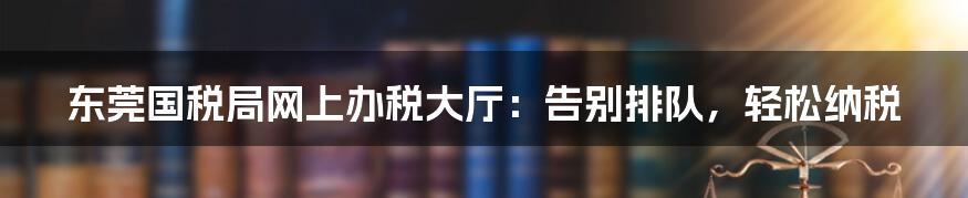 东莞国税局网上办税大厅：告别排队，轻松纳税