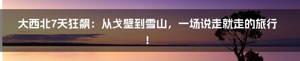 大西北7天狂飙:从戈壁到雪山,一场说走就走的旅行!