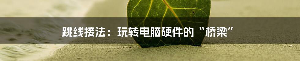 跳线接法:玩转电脑硬件的“桥梁”