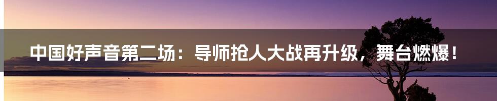 中国好声音第二场:导师抢人大战再升级,舞台燃爆!
