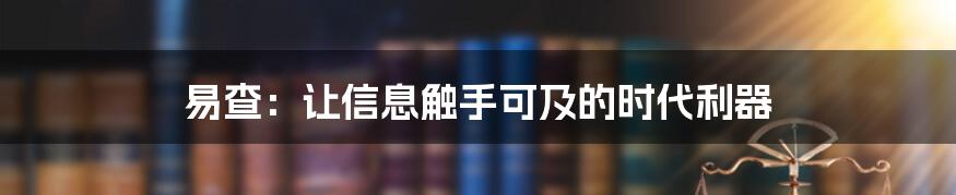 易查:让信息触手可及的时代利器
