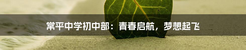 常平中学初中部:青春启航,梦想起飞