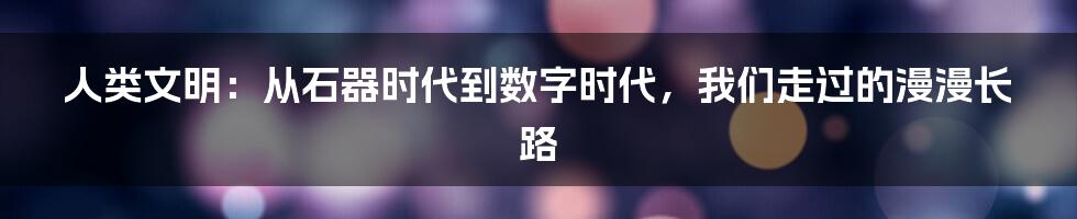 人类文明：从石器时代到数字时代，我们走过的漫漫长路