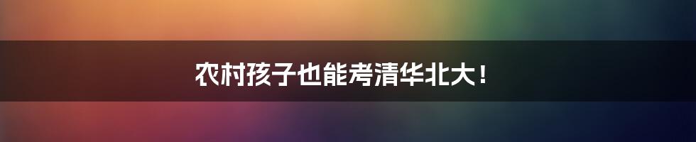 农村孩子也能考清华北大!