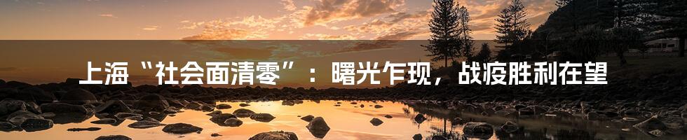 上海“社会面清零”：曙光乍现，战疫胜利在望