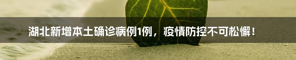 湖北新增本土确诊病例1例，疫情防控不可松懈！