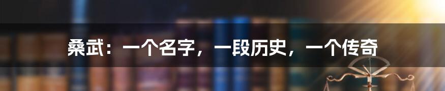 桑武:一个名字,一段历史,一个传奇