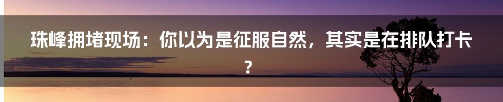 珠峰拥堵现场:你以为是征服自然,其实是在排队打卡?