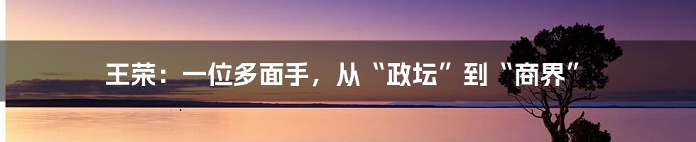 王荣:一位多面手,从“政坛”到“商界”