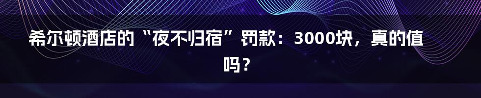 希尔顿酒店的“夜不归宿”罚款：3000块，真的值吗？