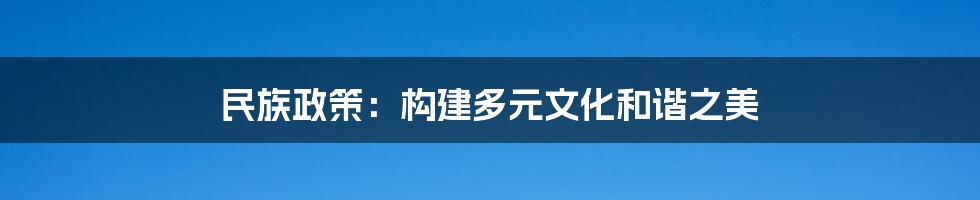 民族政策:构建多元文化和谐之美
