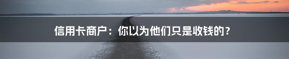 信用卡商户:你以为他们只是收钱的?