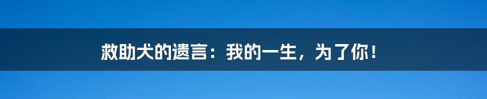 救助犬的遗言：我的一生，为了你！