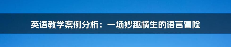 英语教学案例分析：一场妙趣横生的语言冒险