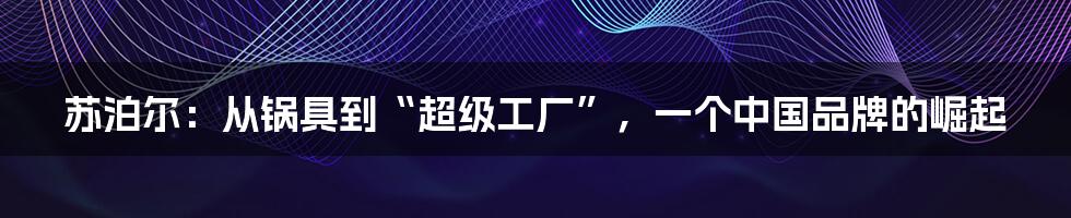苏泊尔:从锅具到“超级工厂”,一个中国品牌的崛起