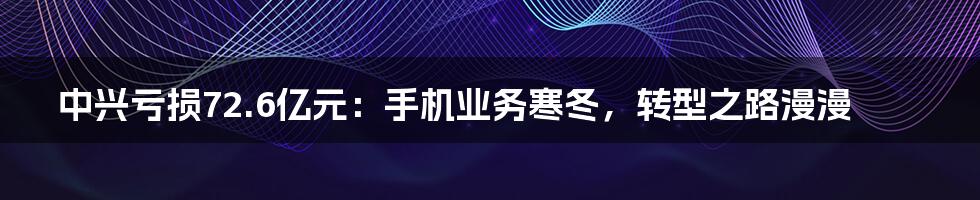 中兴亏损72.6亿元:手机业务寒冬,转型之路漫漫