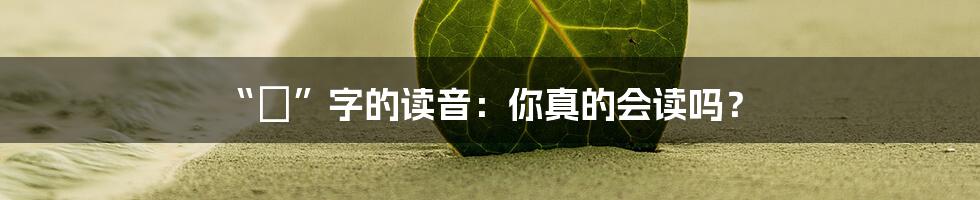 “屌”字的读音:你真的会读吗?