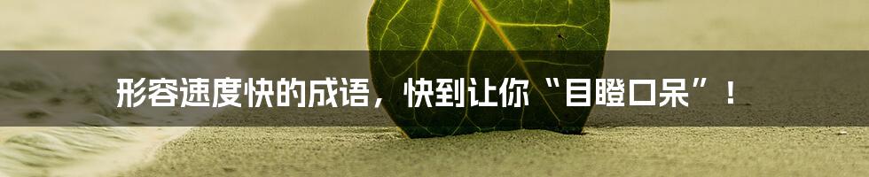 形容速度快的成语,快到让你“目瞪口呆”!