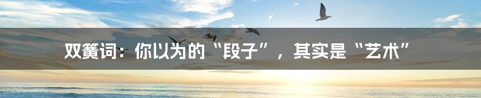 双簧词:你以为的“段子”,其实是“艺术”
