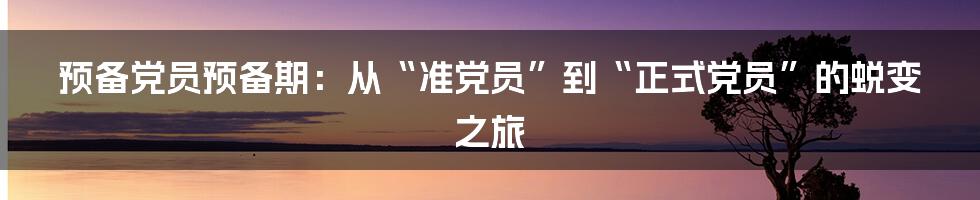 预备党员预备期:从“准党员”到“正式党员”的蜕变之旅