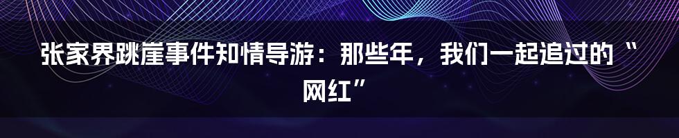 张家界跳崖事件知情导游:那些年,我们一起追过的“网红”