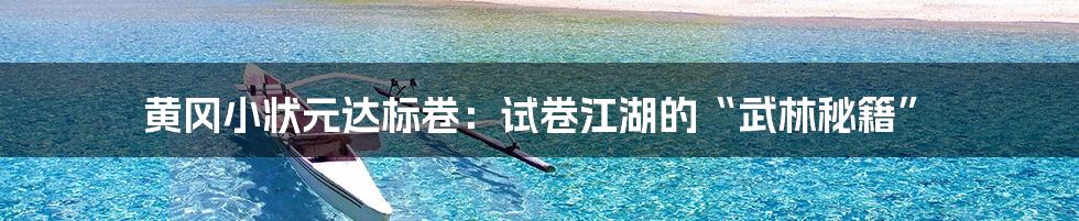 黄冈小状元达标卷:试卷江湖的“武林秘籍”
