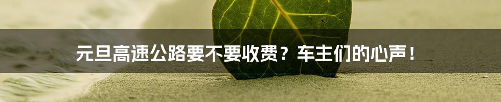 元旦高速公路要不要收费？车主们的心声！