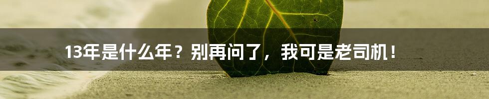 13年是什么年?别再问了,我可是老司机!