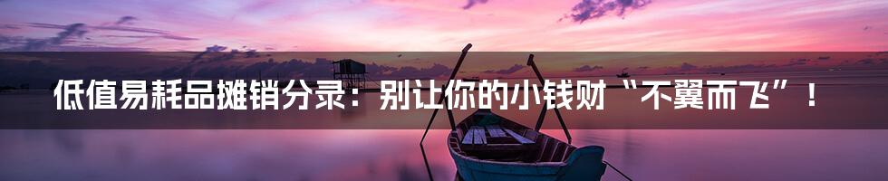 低值易耗品摊销分录:别让你的小钱财“不翼而飞”!