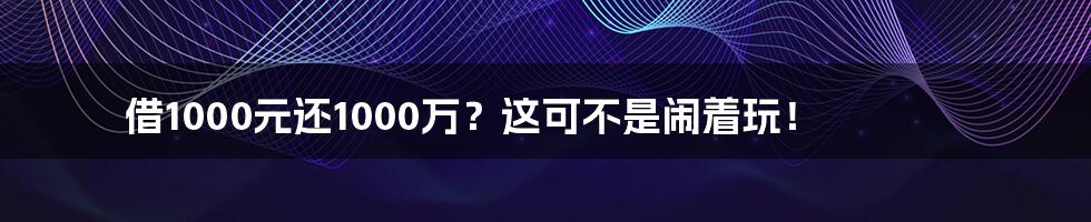 借1000元还1000万?这可不是闹着玩!