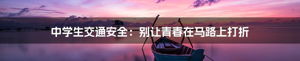 中学生交通安全:别让青春在马路上打折