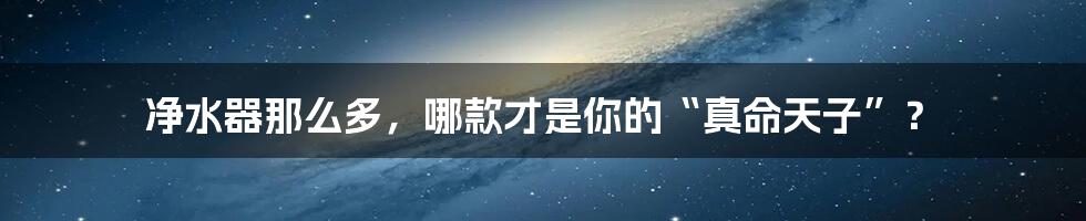 净水器那么多,哪款才是你的“真命天子”?
