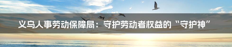 义乌人事劳动保障局：守护劳动者权益的“守护神”