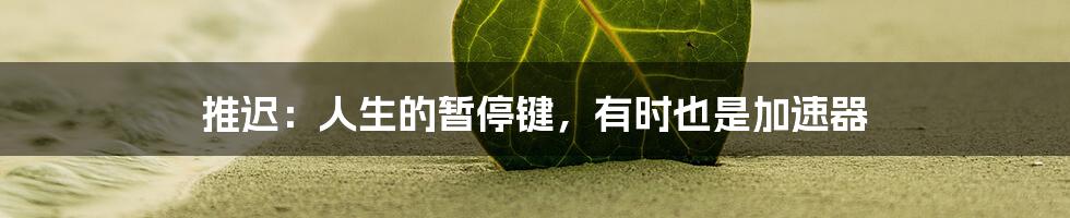 推迟:人生的暂停键,有时也是加速器