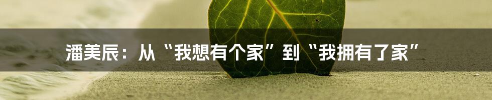 潘美辰:从“我想有个家”到“我拥有了家”