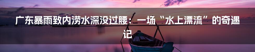 广东暴雨致内涝水深没过腰:一场“水上漂流”的奇遇记