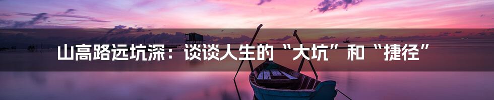 山高路远坑深:谈谈人生的“大坑”和“捷径”