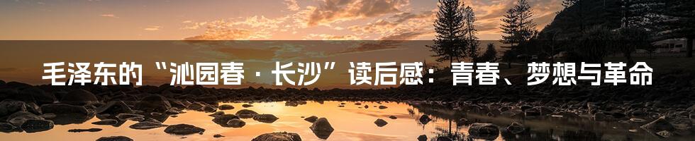 毛泽东的“沁园春·长沙”读后感:青春、梦想与革命
