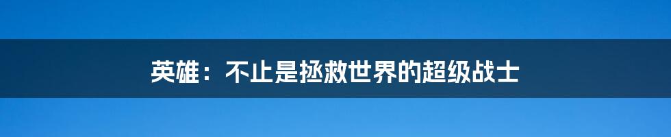 英雄:不止是拯救世界的超级战士