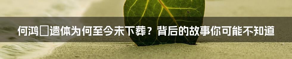 何鸿燊遗体为何至今未下葬?背后的故事你可能不知道