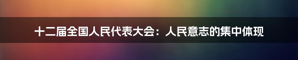 十二届全国人民代表大会：人民意志的集中体现