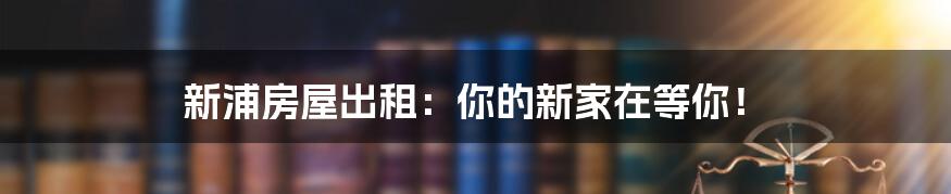 新浦房屋出租:你的新家在等你!