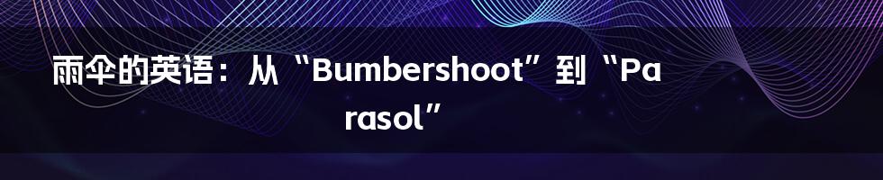 雨伞的英语：从“Bumbershoot”到“Parasol”