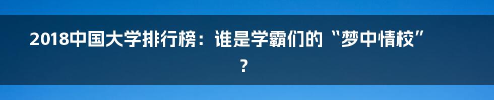 2018中国大学排行榜:谁是学霸们的“梦中情校”?